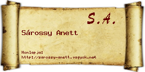 Sárossy Anett névjegykártya